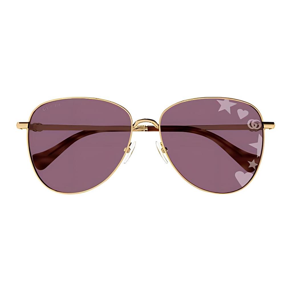 Gucci Lens Print Irregular Shape Sunglasses Unisex sunglasses Gold GG1419S004