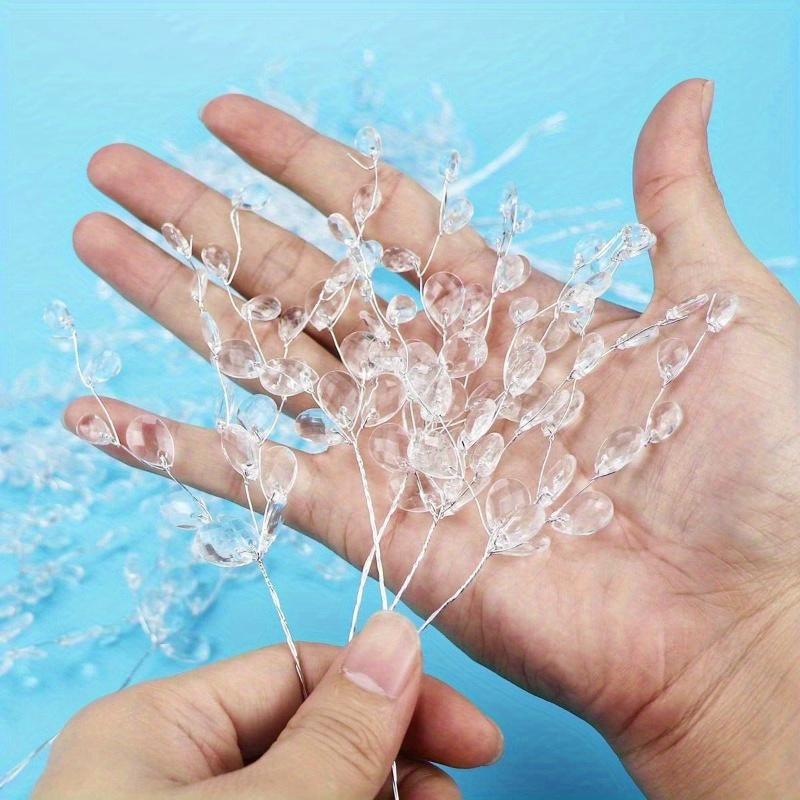 10 шт./20 шт. Акриловые бусины Цветочные стебли с кристальными каплями - Универсальные бисерные веточки для свадебного декора, домашних акцентов и изготовления ювелирных изделий для цветов