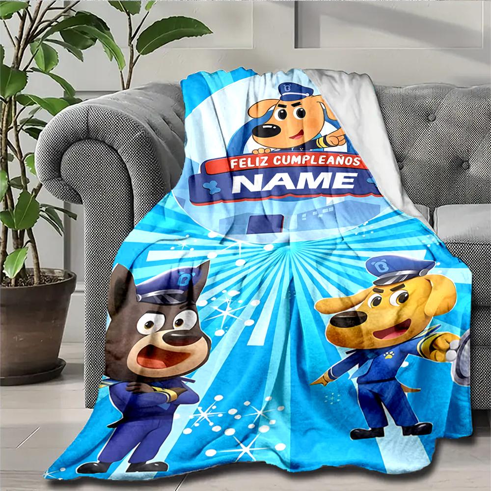 Custom Name Sheriff Labrador Theme Printed Blanket - Perfect for Couch, Bed, Travel & Outdoor Use | Machine Washable, Cozy & Durable.