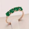 1 PC Emerald Green Round Cut Zircon Four Stone Ring for Women Luxury Golden Color Wedding Band Jewelry Valentine's Day Ring Gifts