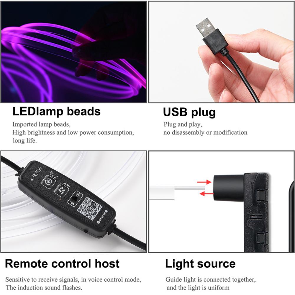 Светодиодная подсветка салона автомобиля RGB-лампочки для атмосферных светильников Декоративная лампа с приложением Беспроводной пульт дистанционного управления 3 м/5 м