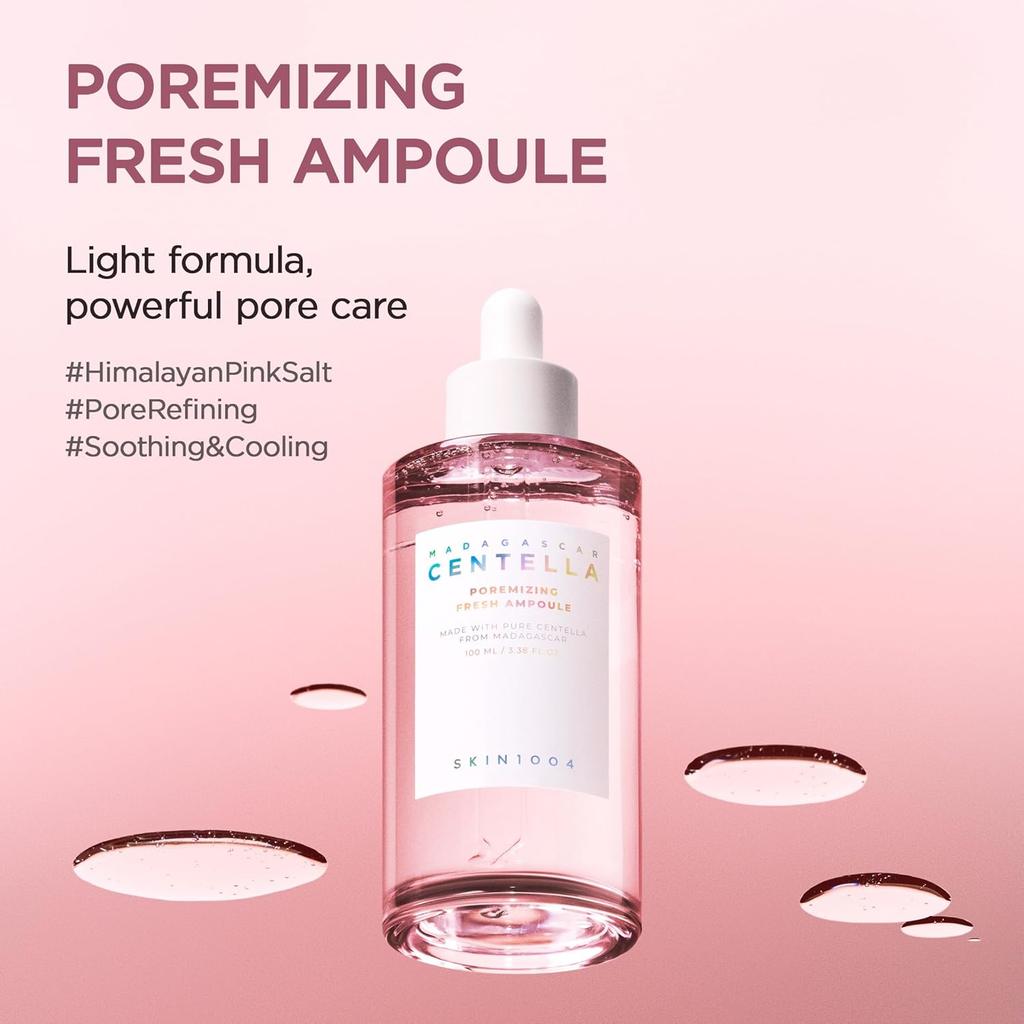 Skin1004 Мадагаскарская центелла Poreminizing Fresh Ampoule – Сыворотка для сужения пор и контроля себума и розовая гималайская соль, веганская, корейская