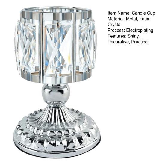 Faux Crystal Candle Holder European Style Candle Cup Shiny Tealight Holder Table Centerpiece for Home Wedding Party Decoration