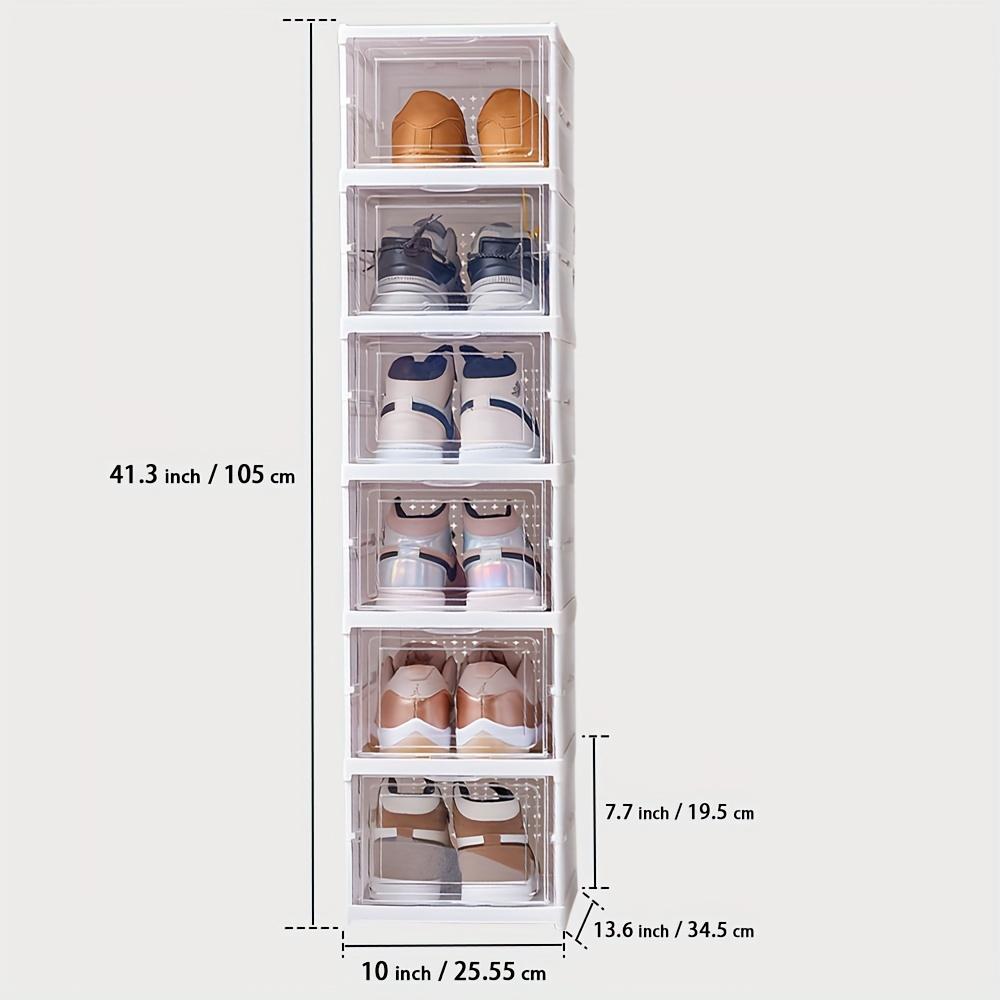 1pc 3/6-Layer Transparent Shoe Box - Stackable, Foldable, Dustproof High-Top Shoe Cabinet with Multiple Storage Options
