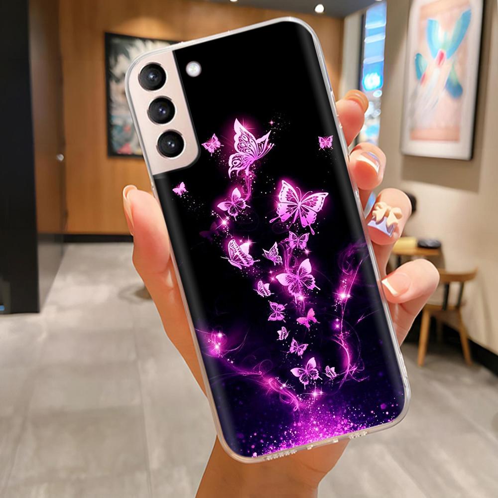 Чехол для телефона Samsung S21 FE Plus Ultra Бабочка Кошка Мягкий силиконовый чехол для Galaxy S21+ S21FE S 21 Защитный Funda Coque