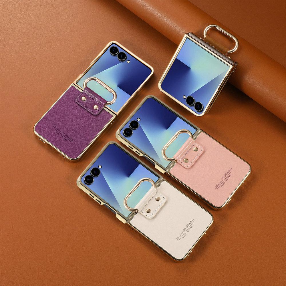 Роскошный чехол Z Flip7 5G для Samsung Galaxy Z Flip 7 FE Бронированная кожаная задняя панель Кольцо-подставка для Galaxy Z Flip 6 5 4 Funda Etui