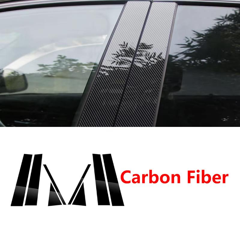 For Volvo EX30 2024 2025 2026 8pcs Bright Black Carbon Fiber Window Trim Covers B C Pillars Center Column Stickers Accessories