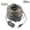 Активный удлинительный кабель-ретранслятор USB 2.0, 5/10/15/20 м, удлинительный шнур усилителя сигнала