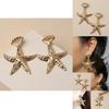 Fashionable Shell Gold Starfish Design Women Metal Earrings For Summer Beach