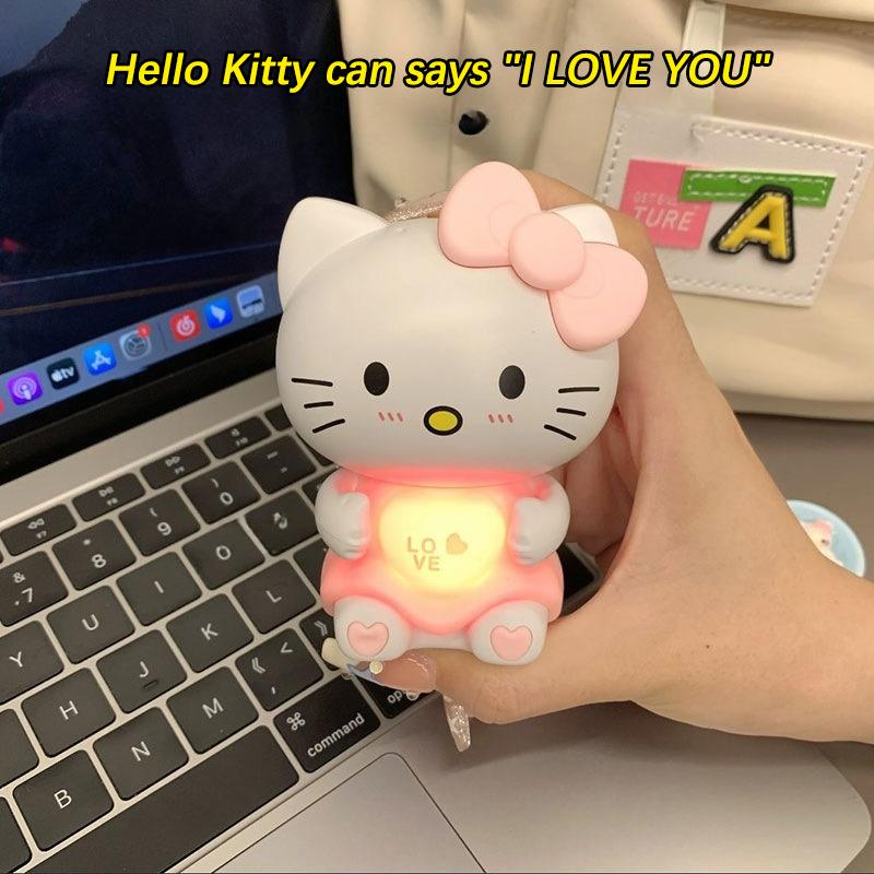 Hello Kitty Heart Talking I Love You Led Glowing Toy Kawaii Night Light Sanrio Animation Toys Valentine'S Day