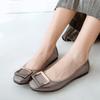 Fashion Metalic Buckle Shoes Ladies Roll-Up Moccasins Comfy Flats Shoes Women Foldable Loafers Antiskid Slip On Silver Ballet Girl Shoes