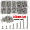 800Pcs Self Tapping Wood Screws Set, M2 Flat Head Sheet Metalscrew, Self Tapping Screws Assortment Kit