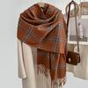 British Retro Large Plaid Scarf for Women Winter Fleece-Like Cashmere Trendy Brand Korean Style Versatile Student Warm Neck Warmer