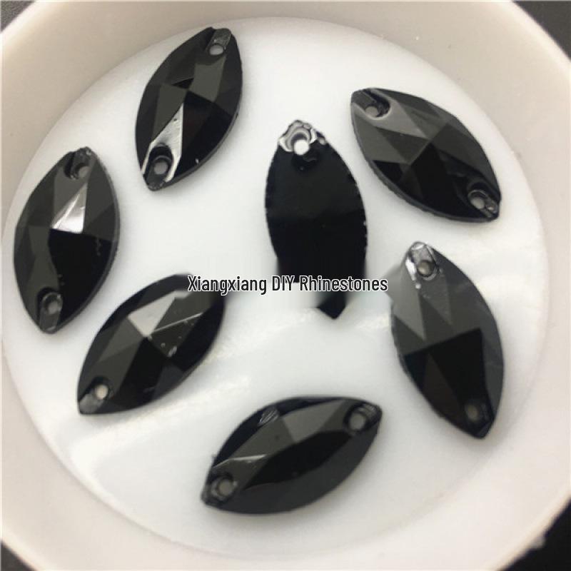 Hand-Sewn Rhinestone Dancewear Stickers, Irregular/Round Water Drop Shapes, Mixed Styles for Black Pool Competitions