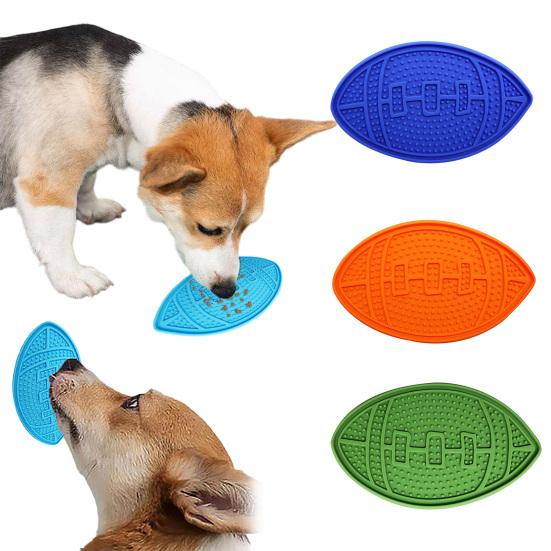 Pet Lick Mat, Suction Cup Slow Feeder Mat, Prevents Choking, Rugby Ball Shaped Silicone Licking Mat for Indoor Cats And Dogs