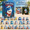 Holiday Countdown Calendar Marine Shark Advent Christmas Acrylic Days Calendar 24 Collectible Activity Figures Hanging