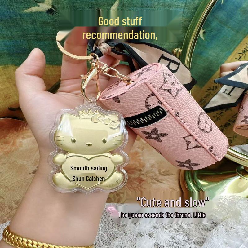 Золотой Кот Кошелек Богатства: Мини-кошелек для монет и брелок-шарм из золота 999 пробы