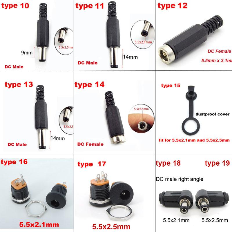 10 шт. DC 025 099 022 гнездовые разъемы 5,5x2,1 мм 5,5*2,5 мм штекер питания Jack гнездо гайка панель монтаж водонепроницаемый чехол под прямым углом