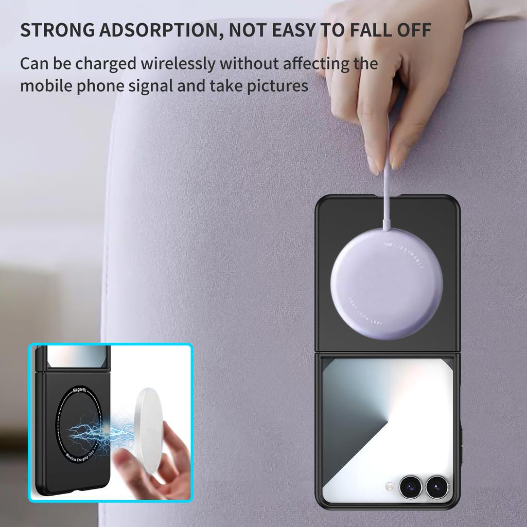 Гладкий чехол для Samsung Galaxy Z Flip 8 ZFlip 7 6 5 4 3 Защита камеры Магнитная беспроводная зарядка Защита от царапин Жесткая крышка