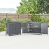 Standing garden storage cabinet, 2-in-1 potting table double door, shelf, galvanized metal tray - grey