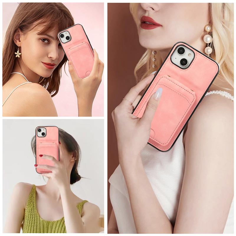 Cards Solt Wallet Holder Leather Case for IPhone 15 14 13 11 Pro Max 12 Mini Plus XS XR X 15Pro 14Pro I15 with Lanyard Bag Cover