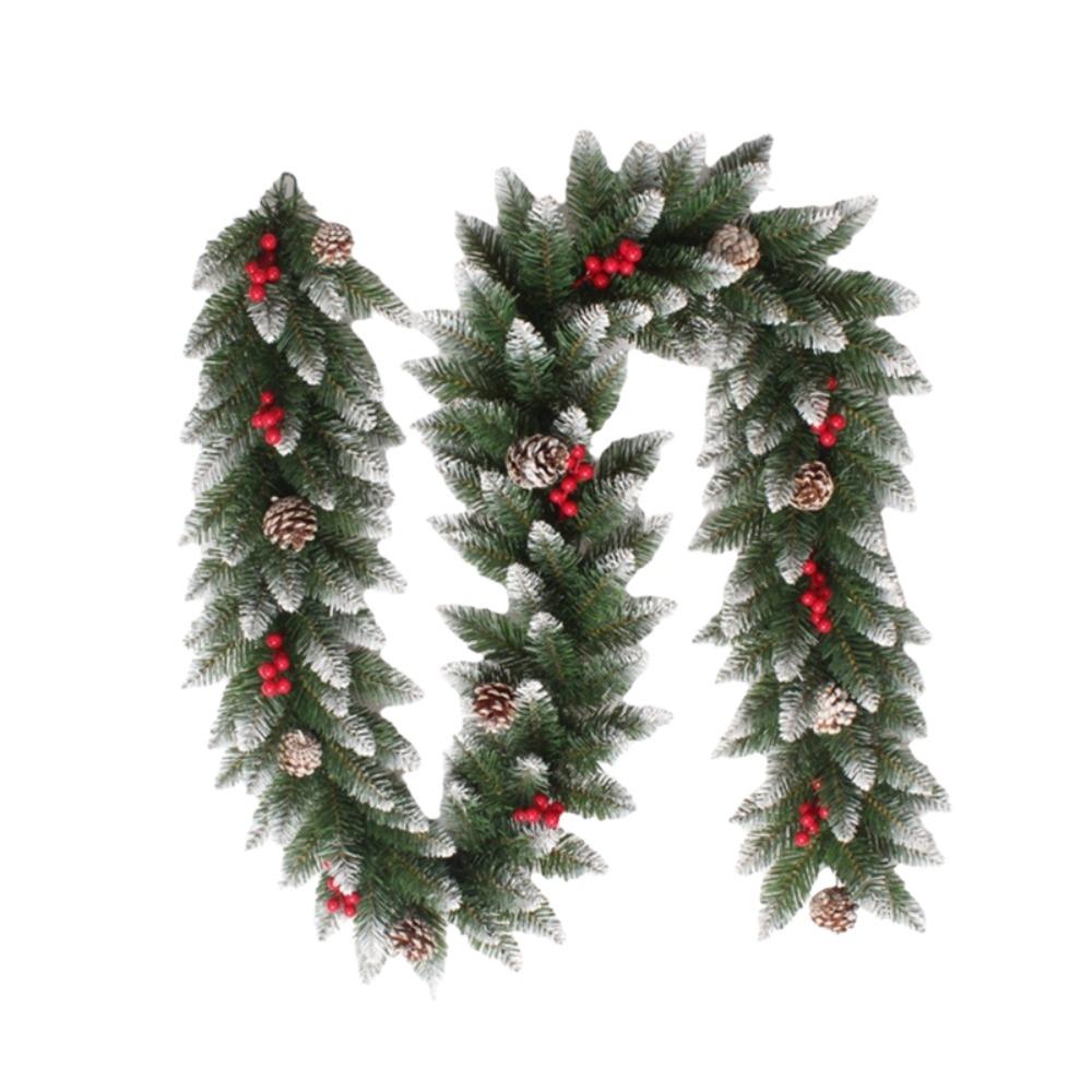 With Berry and Pine-cone Christmas Garland Simulated Artificial Rattan Stair Handrail