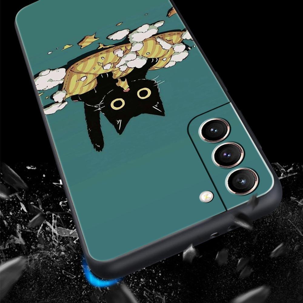 Милые Животные Мультяшный Кот Чехол Для Телефона Для Samsung Galaxy S26 Ultra S25 Plus S24 FE S23 S22 5G S21 S20 Чехол Черный Мягкий