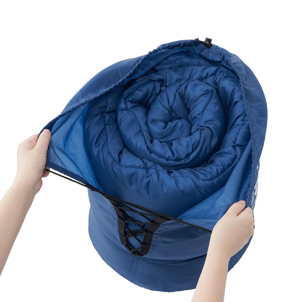 Logos Antibacterial and Odor-Resistant Washable Domir Sleeping Bag, Size 0, Blue (Approx. 80cm Wide x 190cm Deep)