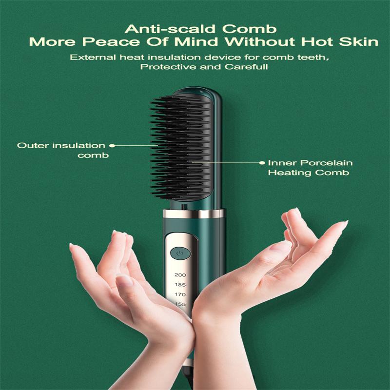 Kinsei Beauty Многофункциональная электрическая щетка-выпрямитель для волос, щетка с подогревом, керамические бигуди, горячая расческа для мужчин, прямой инструмент для бороды