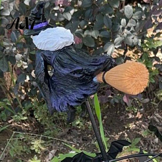Metal Resin Wind Catchers Witch Garden Spinner, Halloween Statue Stake, Spooky Bats Themed Outdoor Decor And Spinner for Yard Art Lawn Pathway