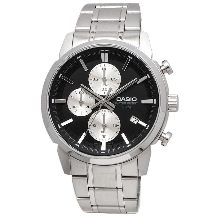 Мужские часы Casio Standard MTP-E510D-1A2V Кварцевые с хронографом 1/10 секунды Черный/Серебристый