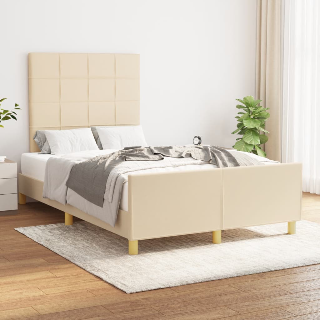 Bed Frame without Mattress Cream 120x200 cm Fabric