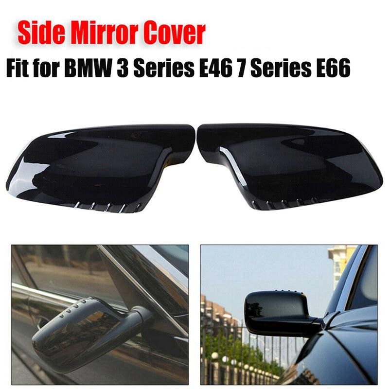 2PCS Glossy Black Replacement Rearview Side Mirror Covers Cap for BMW E65 E66 E67 E46 Coupe E46 Cabrio 51167074236 51167074235