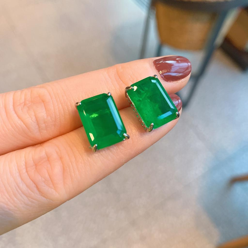 Трансграничная прямая трансляция в TikTok Изумрудно-циркониевое колье Серьги Палаиба Зеленый Свет Прямоугольный кулон