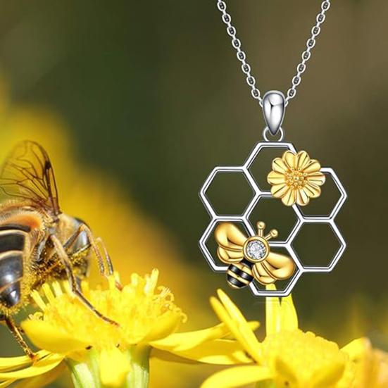 Ожерелье Yousheng Bee с цветочным и сотовым декором, ожерелье со стразами, женское подарочное регулируемое ожерелье с цепочкой, романтическое украшение с символом любви