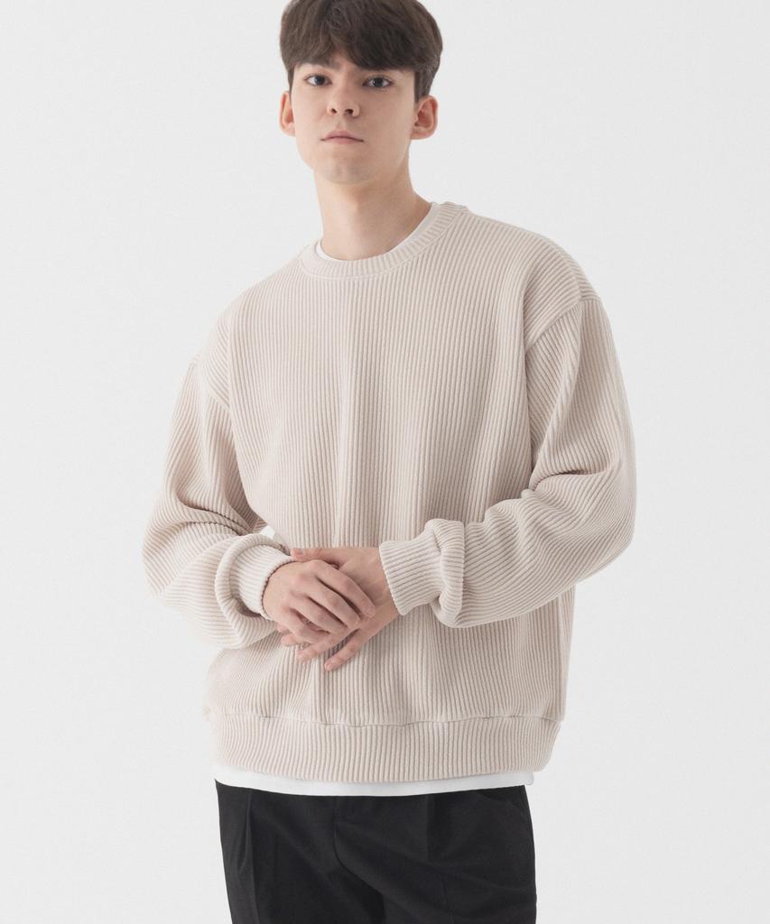 PIANER Comfortable Oversized Crew Neck Knit (Beige)