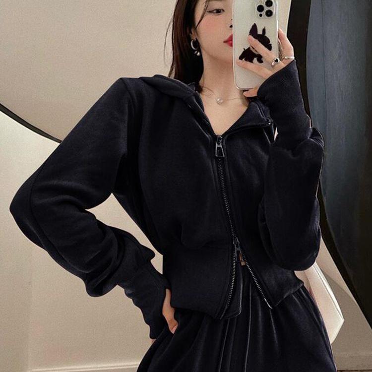Модный женский спортивный костюм в корейском стиле для похудения: Стильный весенне-осенний худи и повседневный спортивный костюм из двух предметов