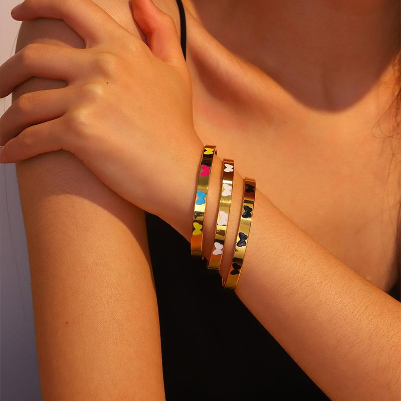Enamel Dripping Oil Butterfly Fashionable Simple Girl's High-end Bracelet