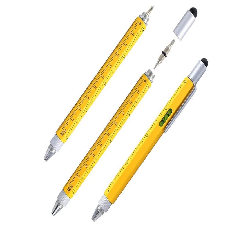 6-in-1 Multi-functional Tool Pen: Touchscreen Stylus, Double-ended Screwdriver, Ruler, Metal Ballpoint