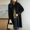 Women Winter Overcoat Turn-down Collar Pockets Pure Color Single-breasted Cardigan Loose Fit Coat Thermal Long Sleeves Commuting Dating Winter Coat