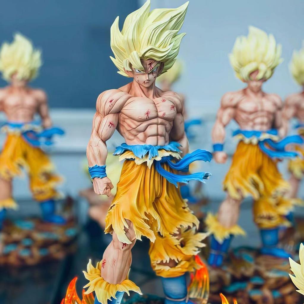 Jt Statue Drogan Boll Z Son Gocool Figure Replaceable Heads Led Base Super Saiyan Gocool Action Figures Collection Mode Toys Gifts