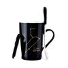 Ceramic Mugs 12 Constellations Creative Mugs With Spoon Lid Black Mug Porcelain Zodiac Milk Coffee Cup Drinkware Couples Gift