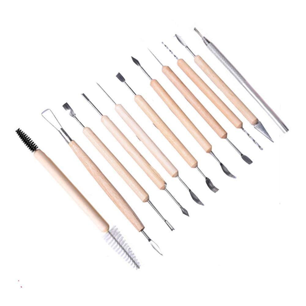 11 шт., набор инструментов для лепки из глины, набор инструментов для резьбы по керамике и керамике, инструменты из глины с деревянной ручкой