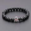 BEPAN Black Eye Skull Hematite Bead Bracelet Men Classic Handmade 8mm Lava Stone Charm Bracelet For Men Jewelry Gift