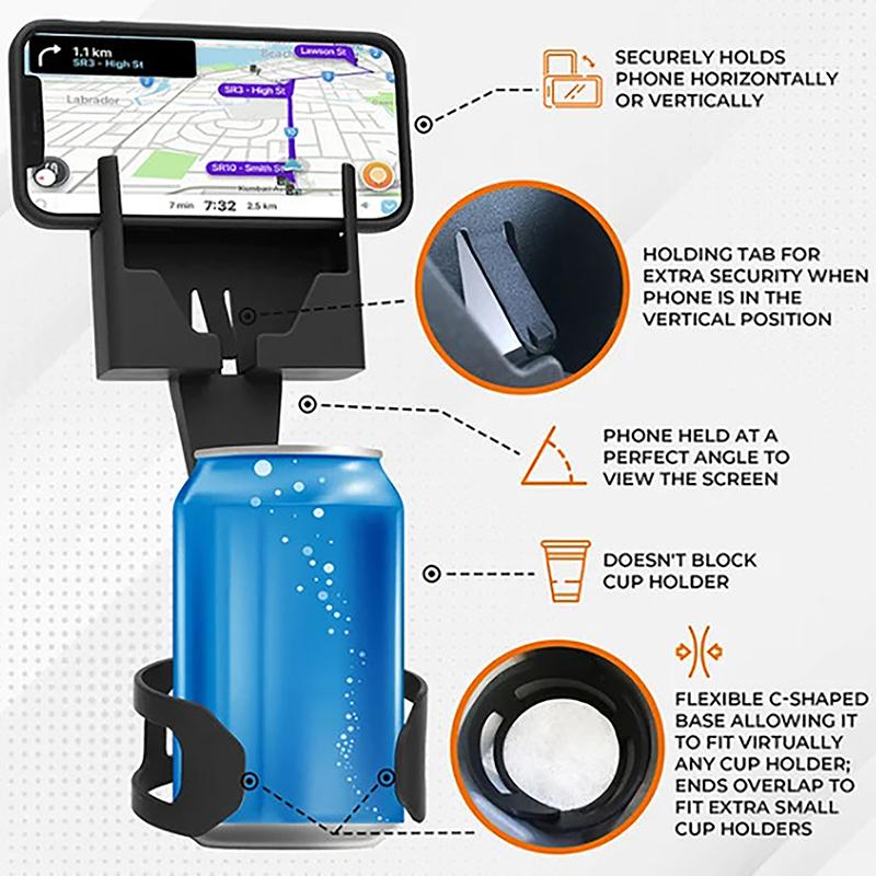 Подставка для телефона в автомобиль с чашкой для воды, интегрированная подставка для телефона, многофункциональная, универсальная, прочная, большой емкости, автомобильное крепление для смартфонов