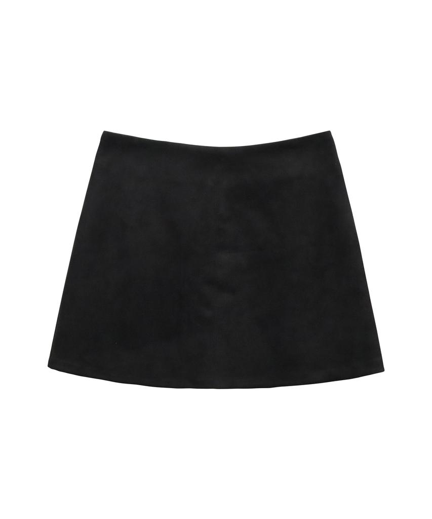 Pink Pineapple Chill Synthetic Suede Skirt_Black