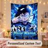 Custom Personalized Tapestry,Blue Lock Print Custom Name Text Wall Art Hanging for Bedroom