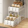 Iron Pull Out Storage Rack Stable Frame Sliding Cabinet Basket 2 Tier Storage Basket  for Kitchen