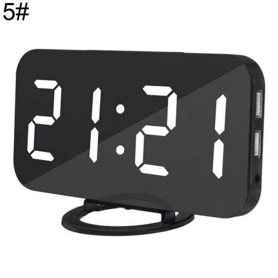 CO&LO Fashion Digital LED Mirror Dual USB Port Rechargeable Dimmer Snooze Alarm Clock
