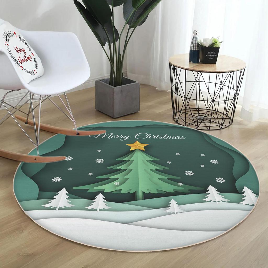 Рождественская концепция Декоративный тонкий машинный тканый хлопок Нескользящая основа Моющийся ковер для комнаты